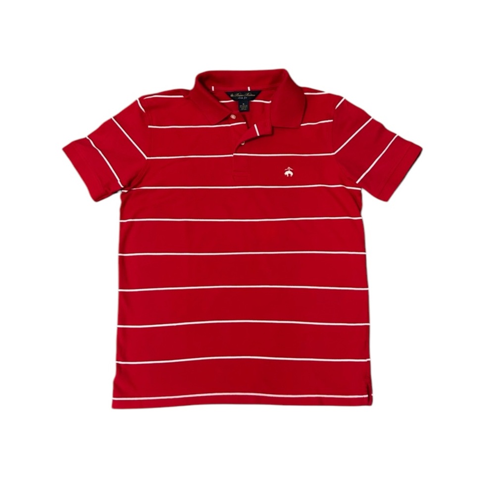 Brooks Brothers Slim Fit Stretch Cotton Red Striped Polo Shirt Men’s Medium